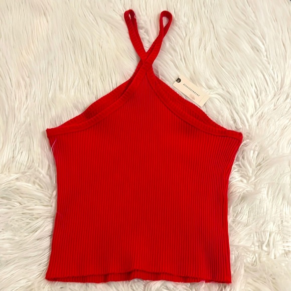 NWT Anthropologie t.la Ribbed Halter Top With Sexy Cross Neck Size L - Picture 7 of 11